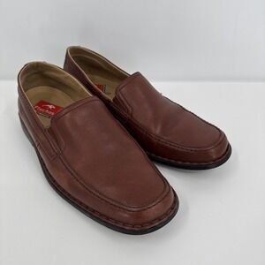 Fluchos Brown Leather Loafer Men's Size 10.5/44 Made In Spain‎ Rubber Sole EUC